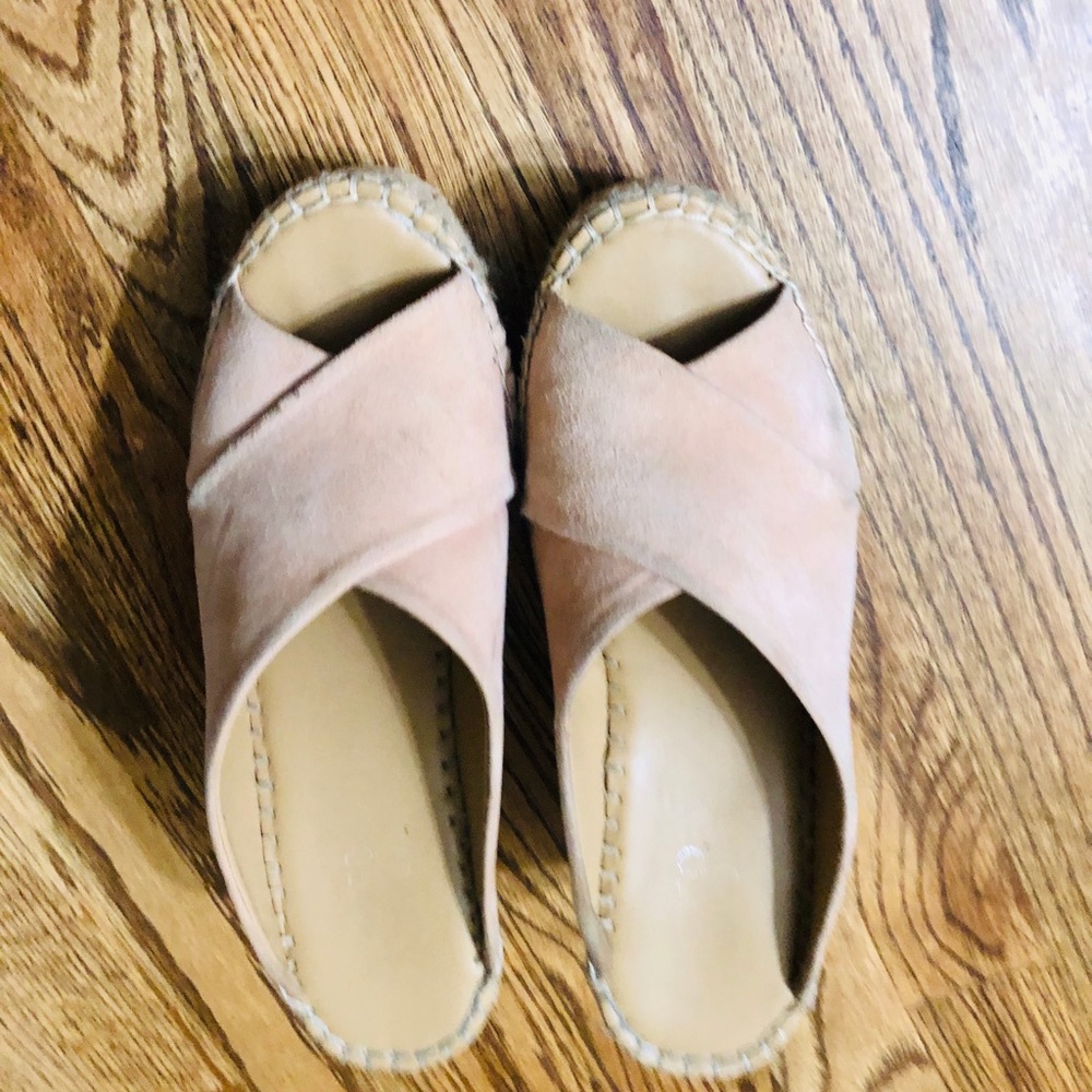 Pink Suede platform sandals
